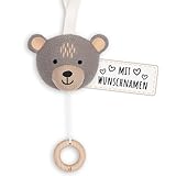 Holzura Baby Spieluhr Personalisiert mit Name - Einschlafhilfe und Babygeschenk zur Geburt für...