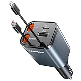 Coolpow 4 in 1 Zigarettenanzünder USB C 【69W Auto Ladegerät】 Adapter Auto【Einziehbares...