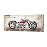 FajerminArt Leinwanddruck Motorrad Bild Wandkunst – Retro Motorrad Gemälde Leinwand Gemälde...