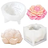 Blumen Silikonform, 2 Stück Pfingstrosen und Lotusblumen Kerzenform Silikon, Lebensmittelqualität...