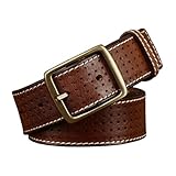 Unisex-Ledergürtel Mit Handgefertigten Nähten – 3,8 Cm (1 1/2 Zoll) Hüftgurt Mit Hohlloch Und...