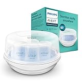 Philips Avent Mikrowellen Sterilisator, Dampf-Sterilisator für bis zu 4 Babyflaschen, Schnuller und...