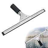 25cm Fensterabzieher Profi, Edelstahl Fensterwischer mit Gummilippe, Duschabzieher Schwarz für...