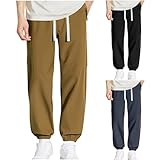 Herren Jogginghose Hosen Sale Men Elastische Taille Freizeithose mit Kordelzug Taschen Einfarbiges...