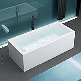 Mai & Mai Freistehende Badewanne 180x80x58cm Weiß Sanitäracryl Standbadewanne V509OA
