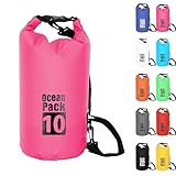 10L Rosenrot Wasserdichte Tasche, Dry Bag 2L/5L/10L/15L/20L/30L mit Verstellbarem Gurt, Schützt...