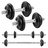 SONGMICS 2-in-1-Hanteln, 2 x 10 kg Hantelset aus Gusseisen, verstellbar, Kurzhantelset mit...