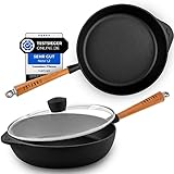 Oakfire Gusseisen Pfanne Schmorpfanne Bratpfanne emailliert 28cm Induktion Gusseisern mit Non-Stick...