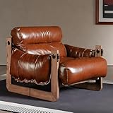 MJKCBD Retro Einzelsofa, Ölwachsleder Lounge Sofa, Bequemer Lazy Sofa Sessel mit Armlehne,...