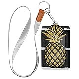 Ausweishalter mit Umhängeband und 3 Ausweisfächern, Ananas-Design auf schwarzen und weißen...