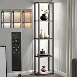XIIW Bücherregal mit LED-Beleuchtung, 5 Stufige Stehlampe mit Holzregal, Dimmbar Stehleuchte mit 3...