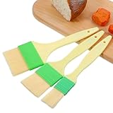 AOUZO 3 Stück Backpinsel zum Backen, Backpinsel Naturborsten Kochfett Pinsel Küche Pastry Brush...
