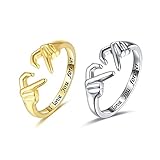 QKEPCY 2 STÜCK 925 Sterling Silber Umarmungsringe für Frauen Herz Ring I Love You Forever Love You...