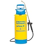 GLORIA Drucksprüher prima 8 | 8 L Gartenspritze mit 3 bar für große Gärten | Messing-Sprühlanze...
