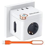 Steckdosenwürfel ohne Kabel, 3 Fach Mehrfachsteckdose mit USB C, 3680W Steckdosenadapter Cube...