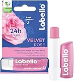 Labello Velvet Rose Lippenpflegestift, Lippenpflege mit dezentem Rosenduft für 24h Feuchtigkeit,...