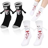 Halinuia 2 Paar Hochzeit Magnetische Socken mit Händen Hochzeitssocken Lustige Bräutigam Braut...
