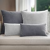 Selfitex 4er Set Cord Sofakissen 2X 30x50 + 2X 50x50, Couchkissen inkl. Füllkissen, samtiger...