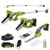 DEWINNER 3-in-1 Akku-Heckenschere Mit Teleskopfunktion - Elektrokettensäge Mit Sicherheitsschalter,...