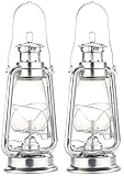 Lunartec Petroleumlaterne: 2er-Set Petroleum-Sturmlaternen mit Glaskolben, verzinkt, 30 cm...