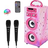 DYNASONIC Karaoke mit 2 Mikrofonen, tragbarer Karaoke-Maschine, Bluetooth-Lautsprecher, USB- und...