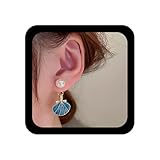 Yienate Boho Perlenohrringe Blaue Muschel Tropfen Ohrringe Leicht Muschel Strand Ohrring Vintage...