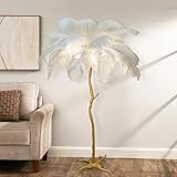 Stehlampe mit Straußenfeder und goldenem Harzstab für Schlafzimmer und Wohnzimmer Beleuchtung