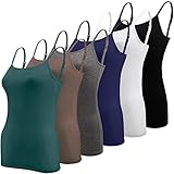 BQTQ 6 Stück Unterhemd Damen Spaghetti Top Unterhemd Spaghettiträger mit Verstellbarer Strap Basic...