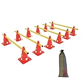 NAIZY 6er Sports Steckhürdenset Koordinationstraining mit 12 Multifunktionskegel + 6 Stange...