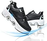 2-In-1 Schuhe Sportschuhe Rollschuhe Mädchen Quad Roller Skates Damen Multifunktionale Deformation...