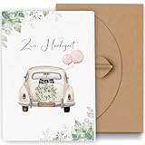 Premium Hochzeitskarte mit Umschlag aus Kraftpapier -Karte Hochzeit Modern, Glückwunschkarte...