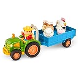 Battat Traktor Spielzeug mit Anhänger, Bauernhoftieren, Bauer, Licht, Musik, Traktor- und...