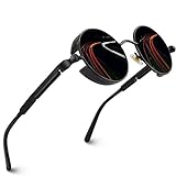 CGID Retro Sonnenbrille im Steampunk Stil, runder Metallrahmen, polarisiert, für Frauen und...