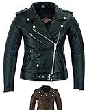 Texpeed Damen Leder Marlon Brando Rocker Retro Chopper Motorradjacke – Damen Touring Motorradjacke...