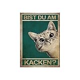 LongZYU Bist du am Kacken Katze Bild Poster Wandbild Klo Bathroom Toilet WC Decoration Vintage Cats...