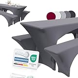 Beautissu Edles Stretchhussen Set 3tlg. Victoria - Elastische Hussen für Bierzeltgarnitur 220x50 cm...