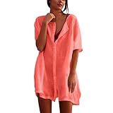 Strandkleid Damen Luftig Strandkleider Sommer Strandtunika Baumwolle Bikini Cover Up Strandponcho...