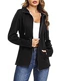 Aottori Damen Basic Sweatjacke mit Kapuze Einfarbig Kuschelig Dünn Zip Hoodie Kapuzenjacke...