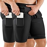 Niksa 2er Pack Herren 2 in 1 Shorts Schnelltrocknende Sporthose Herren Kurz 7' Atmungsaktiv...