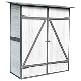 Melko Gartenschrank mit Pultdach und Doppelflügeltür Weiß/Grau Holz Gerätehaus 162 x 140 x 75...