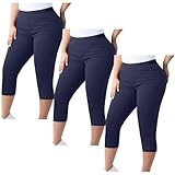 3er Pack Sport Leggings Damen 3/4 Hohe Taille Shorts, Fitness Yoga Shorts Hotpants, Radlerhose,...
