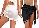 Aiseyi Strandrock Sarong Damen Strand Wrap Groß Chiffon 2 Stück Strandrock mit Fransen...