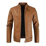 sdhienbb Herren Kunst-Lederjacke Fliegerjacke Piloten Jacke Fellkragen jacke mit fell herren...