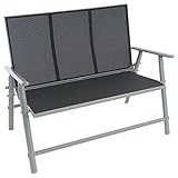 Nexos Trading Gartenbank Parkbank Rahmen Alu Bespannung Textilene 119x96x66 cm 2-Sitzer Alu-Bank...