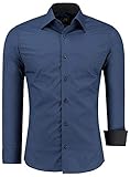 J'S FASHION Herren-Hemd - Slim-Fit - Langarm-Hemd Freizeithemd - Pflegeleicht Bügelleicht -...