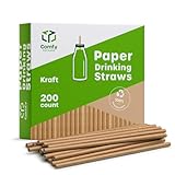 Comfy Package [200 Stück] Kraft-Papierstrohhalme, 100% biologisch abbaubar & tintenfrei –...