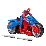 Spider-Man Marvel Web-Motorrad Spielzeug-Set mit 10 cm großer Action-Figur und 2 Netz-Projektilen