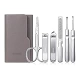 Nagelknipser, 6-teiliges tragbares Nagelscheren-Pflegeset mit Leder-Reiseetui,...