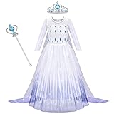 AOOWU Kostüm Kinder Mädchen Prinzessin Kleid Kinder Dress mit Krone Zauberstab Party Verkleidung...