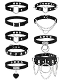 JeweBella 9PCS Gothic Choker Halsband für Damen Frauen PU Leder Halskette Set Punk Kette Schwarz...